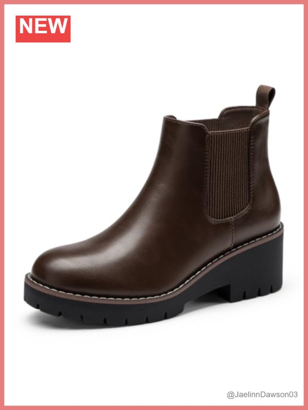 Faux Leather Chelsea Ankle Boots Slip On Block Heel Booties